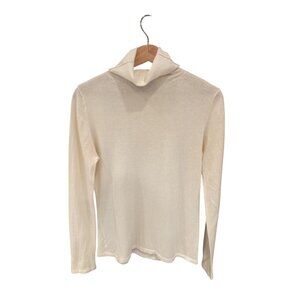 Lucchese Womens Cashmere Turtleneck Sweater L Cream Long Sleeve
